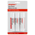 Staples - Bâton de colle lavable - 40g - Paquet de 3-Bâtons de colle pour l'école et les travaux manuels