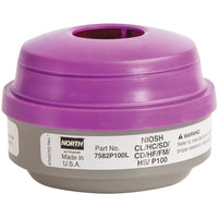 Cartouches pour filtre de respirateur combiné P100 de série N pour gaz/vapeur, SEI603, tampons filtres/cartouches, paq./6-Description : gaz acides avec filtre P100