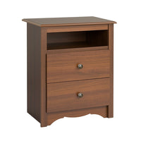 PrepacMC – Grande table de chevet à 2 tiroirs avec tablette ouverte de la collection Monterey, 28 po, cerisier-Bois composite stratifié cerisier avec construction en panneau MDF solide