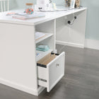 Sauder 66"W La Collection Craft Pro Series Table pour travaux - Finition White-  Œillets pour la gestion des cordons afin de minimiser l'encombrement des fils