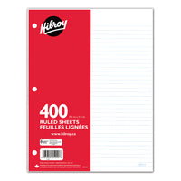 Hilroy - Feuilles mobiles - 16 lb - perforées 3 trous - lignées - 10,87 po x 8,37 po - 400 feuilles-Feuilles mobiles lignées