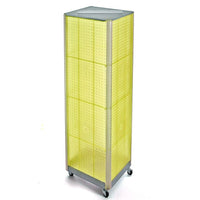 Azar Displays – Présentoir de sol à panneaux perforés sur 4 côtés et à roulettes, 60 x 16 po, jaune (700406-YEL)-Présentoir rotatif carré en tour avec roulettes