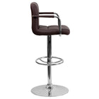 Flash Furniture – Tabouret de bar ajustable en vinyle matelassé brun avec pied et accoudoirs chromés (CH102029BRN)-Rembourrage en vinyle brun