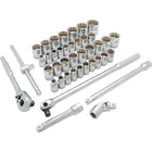 Dynamic Tools – Ensemble de 41 pièces, 12 pans standards, à prise de 1/2 po, SAE/métriques, 3/8 po à 1 15/16 po, 10 mm à 28 mm-Inclut : 16 douilles SAE standards (po) : 3/8, 7/16, 1/2, 9/16, 5/8, 11/16, 3/4, 13/16, 7/8, 15/16, 1, 1 1/16, 1 1/8, 1 3/16, 1 1/4, 1 5/16 ; 19 douilles métriques standards (mm) : 10, 11, 12, 13, 14, 15, 16, 17, 18, 19, 20, 21, 22, 23, 24, 25, 26, 27, 28 ; rallonges de 5 po et 10 po ; clé à cliquet 45 dents, joint universel, poignée flexible, poignée en T