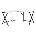 Monarch Specialties - 7195 Bureau - 55 po L/Dessus Blanc De Coin/Metal Noir-Bureau d'ordinateur en coin simple et contemporain en forme de L avec des surfaces de travail spacieuses