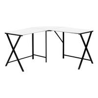 Monarch Specialties - 7195 Bureau - 55 po L/Dessus Blanc De Coin/Metal Noir-Bureau d'ordinateur en coin simple et contemporain en forme de L avec des surfaces de travail spacieuses