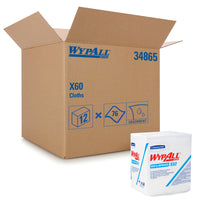 Wypall - Débarbouillettes réutilisables X60 - 12 paquets de 76 feuilles-Absorbants et robustes pour rester résistants au nettoyage lors de travaux légers; ils absorbent l’eau plus rapidement que les chiffons en tissus