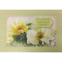 Rosedale – Cartes de sympathie et enveloppes « To You and Your Family », fleurs, doré, 5 1/2 x 8 po, 6/paquet (19933)-Imprimées sur du papier cartonné non couché de haute qualité