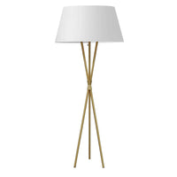 Dainolite - Lampe sur pied à incandescence transitionnelle Gabriela, 1 lumière, laiton vieilli avec abat-jour blanc-Laiton vieilli