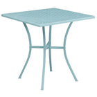 Table de jardin carrée de 28 po en acier bleu ciel et 2 chaises au dossier rond, intérieur/extérieur [CO-28SQ-03CHR2-SKY-GG]-Pour l’intérieur ou l’extérieur