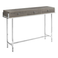Monarch Specialties - 3299 Table D'Appoint - 48 po L/Taupe Fonce/Metal Chrome-Design moderne fini en taupe foncé