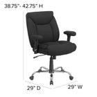 Chaise de travail pivotante HERCULES Big and Tall avec accoudoirs ajustables, capacité 400 lb, tissu noir (GO2073F)-Siège rembourré en mousse épaisse de 3 pouces
