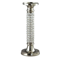 Elegance – Bougeoir pilier étincelant avec colonne effilée, 15 po-Ce bougeoir pilier avec colonne effilée de 15 po est fabriqué de cristaux et de métal au fini miroir.