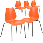 Flash Furniture - Chaise empilable orange de la série HERCULES d’une capacité de 770 lb avec soutien lombaire et cadre argenté-Capacité de poids de 770 lb