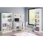 South Shore – Bureau compact Axess, blanc-BUREAU BIEN CONÇU : votre environnement de travail sera stimulant et bien organisé grâce au compartiment ouvert, aux deux espaces derrière l’armoire et à la surface pratique. Chaque rangée peut accueillir jusqu’à 15 lb, ajustez la hauteur de la tablette pour optimiser votre rangement.