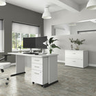 Bush Business Furniture - Bureau d'ordinateur 60 po l Studio A - blanc/blanc-L'engagement de Bush Business Furniture en matiere de securite comprend des tests rigoureux qui respectent ou surpassent les normes ANSI/BIFMA