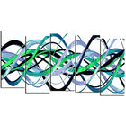 Designart – Imprimé moderne sur toile, spirale verte et argentée, 5 panneaux (PT3045-1084)-Impression