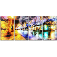 DesignArt – Rues de Paris, Impressions sur 4 toiles, 48 x 28 (po) (PT2044-271)-Impression
