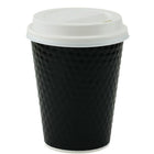 Tannex – Gobelets à café à double paroi en papier à motif diamanté, 16 oz/473 ml, noir-8,5 larg. x 13 haut. (cm)