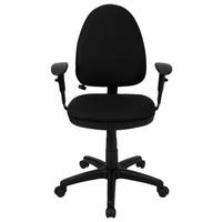 Flash Furniture – Chaise de travail multifonctionnelle, dossier mi-dos, tissu, accoudoirs et soutien lombaire réglables, noir-Chaise de travail contemporaine