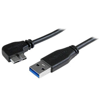 StarTech ® Câble mince Micro-USB 3.0, M/M,Micro USB angle gauche 2 m (6 pi)-Positionnez vos appareils USB 3.0 tels que nécessaire sur votre espace de travail