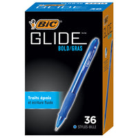 BIC - Stylo à bille Glide Bold rétractable - 1,6 mm - encre bleue - paquet de 36-Stylos à bille rétractable