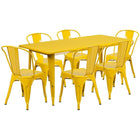 Flash Furniture – Table rectangulaire 31,5 x 63 po et 6 chaises empilables, int./ext., métal, jaune (ET-CT005-6-30-YL-GG)-Pour 6 personnes