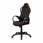 Monarch Specialties - 7259 Chaise De Bureau Multi-Position- Noir/Tissu Rouge/-Chaise de bureau de style gaming à dossier haut avec accoudoirs fixes et arrondis en noir et un tissu polyester mélangé en noir avec des accents rouges