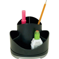 Storex - Range-tout rotatif Iceland, noir avec garnitures argentées-Base caoutchoutée donnant un accent décoratif - protection pour la surface de travail  