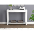 Safdie & Co. 40L Table Console - Blanche 2 Tirroirs 1 Étagère-Deux grands tiroirs de rangement avec une étagère.