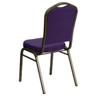 Flash Furniture – Chaise banquet empilable Hercules à dossier couronne avec cadre au fini doré et tissu violet, 4/pqt-Conception à dossier couronne
