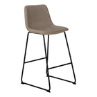 Monarch Specialties - 7751 Tabouret De Bar - Simili-Cuir Taupe/Metal Noir-Style moderne, avec dossier et siège incurvés et confortables reembourré en similicuir taupe