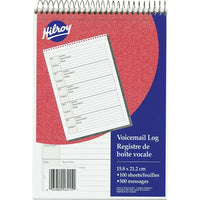 Hilroy - Registre de boîte vocale à reliure spiralée supérieure, 6 1/4 po x 8 7/8 po, 500 messages, bilingue-Le format pré-imprimé fournit des champs structurés permettant d’obtenir toutes les informations nécessaires sur un seul feuillet, ce qui vous permet de vous débarrasser de tout le papier inutilisé sur votre bureau