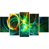 Designart – Imprimé sur toile, abstrait, Feu vert, 4 panneaux (PT3025-373)-Impression
