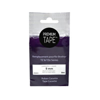 Nutone Premium Tape - Compatible avec Brother TZ221, TZ-221, TZE-221, TZE221 - Noir / Blanc - 9 mm-Ruban d'étiquettes