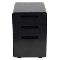 Flash Furniture Classeur ergonomique à 3 tiroirs pour dossiers juridiques et lettres, noir-Classeur noir moderne à 3 tiroirs - Design mobile ergonomique
