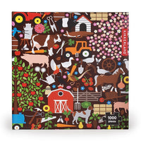 Kikkerland Studio Job Puzzle Ferme, 1000 pièces-Papier multicolore