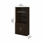 Bibliothèque haute à 5 tablettes avec portes Studio C de Bush Business Furniture - noyer noir-Bois d’ingénierie en noyer noir