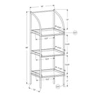 Monarch Specialties - 7228 48 po H Etagere - Taupe Fonce/Metal Noir-Dimensions : 48 haut. x 16 larg. x 12 prof. (po)