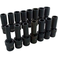 Ens. 15 douilles 10 à 24mm, 6pans, prise 1/2po-1