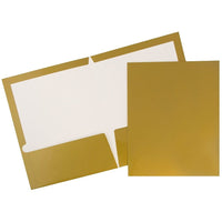 JAM PaperMD – Chemises de présentation à 2 pochettes plastifiées et lustrées, doré, 25/paquet-Chemises en papier cartonné lustré doré