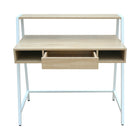 Bureau Simply avec étagère et tiroir, chêne et blanc-Une étagère haute