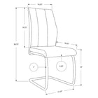 Monarch Specialties - 1077 Chaise - Simili-Cuir Gris/Chrome - Paquet de 2-Dimensions : 38 haut. x 17 larg. x 20 prof. (po)
