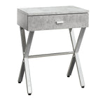 Monarch Specialties - 3264 Table D'Appoint - 24 po H/Gris Cimente/Metal Chrome-Surface en panneau de particules gris ciment avec pattes en métal chromé