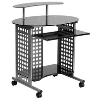 Flash Furniture Bureau d'ordinateur portable Cassini avec plateau en verre noir-Style contemporain