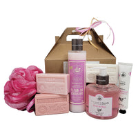 Dolce & Gourmando Panier Cadeau Rose & Fleur de Cerisier-Savon à l'huile d'argan bio 100g - 100% végétal et adapté à tous les types de peau