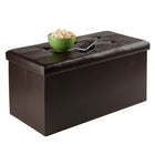 Winsome - Pouf Ashford 15 po x 29,9 po avec espace de rangement, similicuir, espresso (92627)-Coté pour une capacité de jusqu'à 200 lb