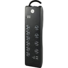 GE - Parasurtenseur 10 prises avec USB - 3000 J - 2 ports - 6 pi - Noir-Facile d'utilisation - Les couvercles de securite à verrouillage par rotation protegent des chocs electriques.