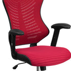 Flash Furniture – Fauteuil de bureau BLZP806BY à dossier haut en maille, accoudoirs réglables, bourgogne-Bouton de réglage de la tension d'inclinaison