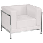 Flash Furniture – Fauteuil contemporain série HERCULES Imagination, cuir blanc avec garnitures inox (ZBIMAGRTCNRWH)-Chaise modulaire